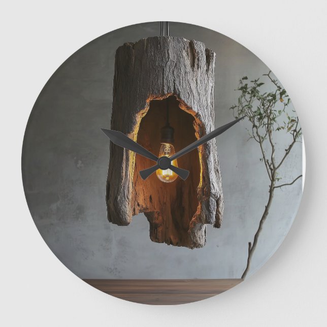 Wooden rustic clock (natural wood texture) (Front)