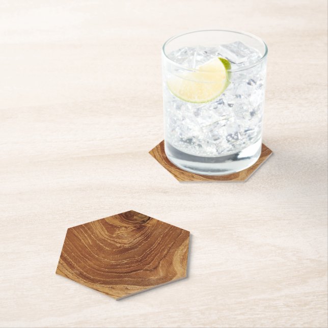 Wooden Rustic Teak Wood Texture Wood Grain Photo Paper Coaster (Insitu)