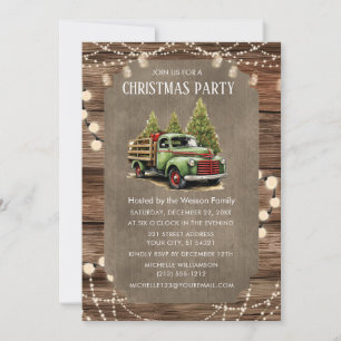 Wooden Rustic Truck Christmas Party Dinner Invitation