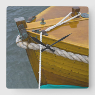 Wooden Sailboat In Water Square Wall Clock