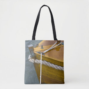 Wooden Sailboat In Water Tote Bag