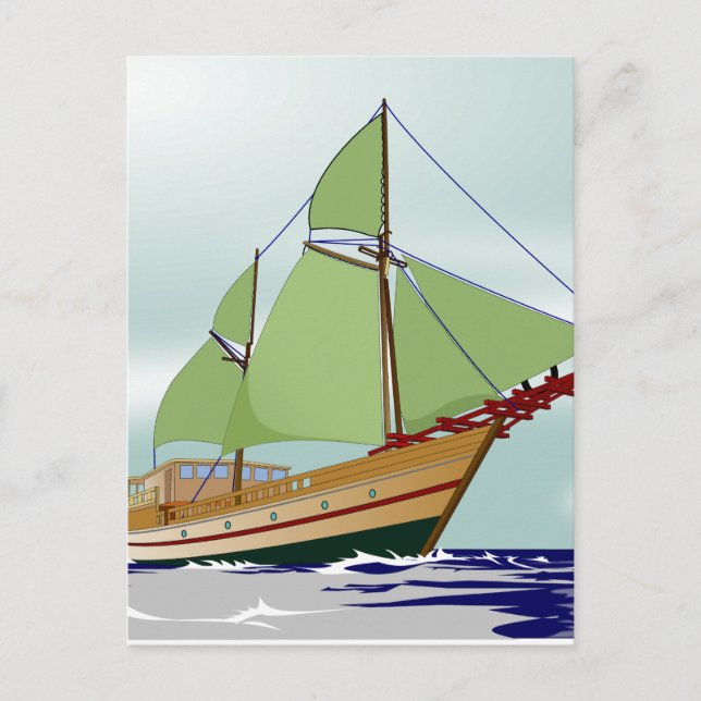Wooden Sailboat Postcard (Front)