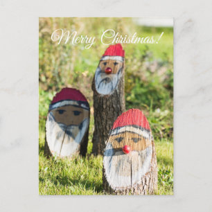 Wooden Santa Claus Holiday Postcard