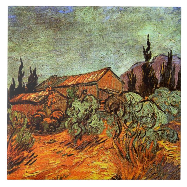Wooden Sheds, famous van Gogh painting, Ceramic Tile (Front)