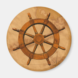 Wooden Ship Wheel Magnet