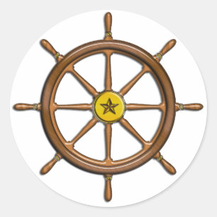 Wooden Ship's Wheel Classic Round Sticker