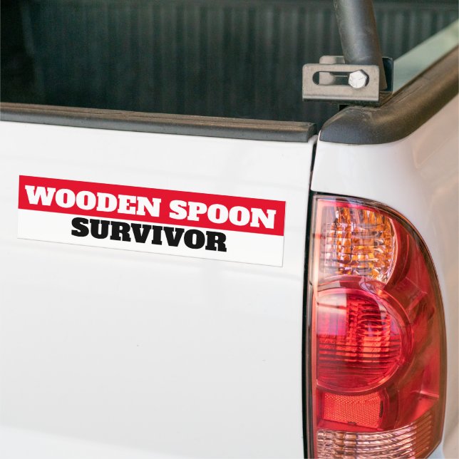 WOODEN SPOON SURVIVOR BUMPER STICKER (On Truck)