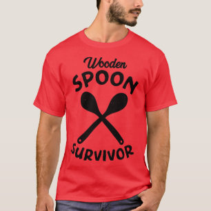 Wooden Spoon Survivor Distressed Black Text T-Shirt