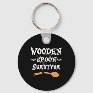 Wooden Spoon Survivor Funny Halloween Costume Men Key Ring
