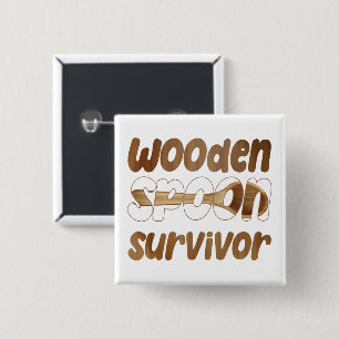 Wooden Spoon Survivor Funny Italian Fun Expression 15 Cm Square Badge