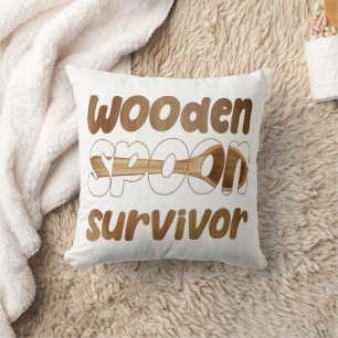 Wooden Spoon Survivor Funny Italian Fun Expression Cushion