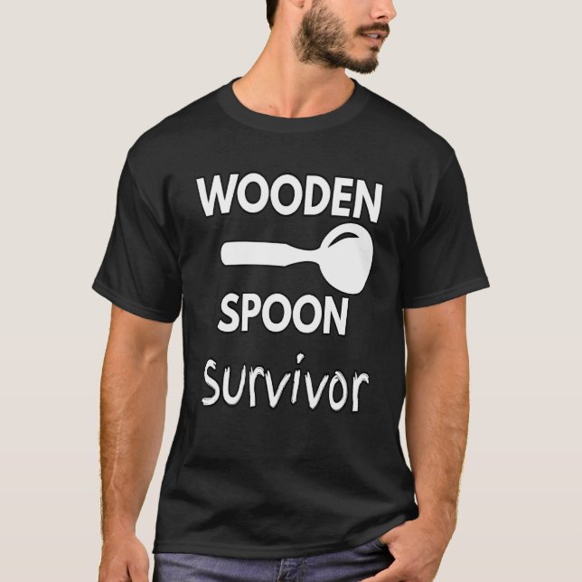 Wooden Spoon Survivor Humour Mens Novelty Sarcasti T-Shirt (Front)