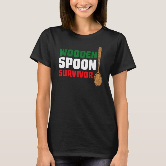 Wooden Spoon Survivor  Italian Flag T-Shirt (Front)