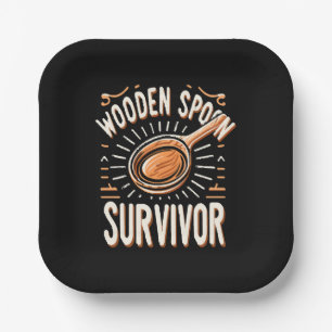 Wooden spoon Survivor Paper Plate