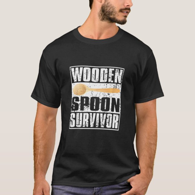 Wooden Spoon Survivor Tee Funny Vintage Italian Hu (Front)