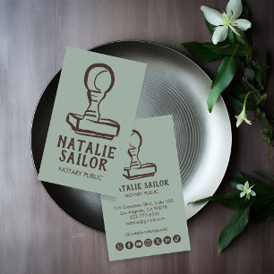 Wooden Stamp Logo Notary Public CUSTOM Social Icon Business Card
