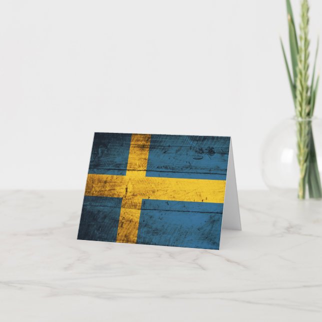 Wooden Sweden Flag Card (Front)