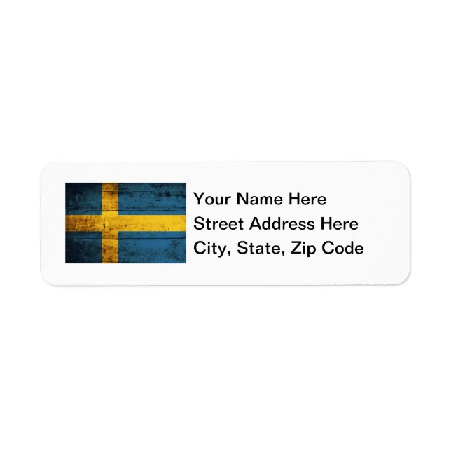 Wooden Sweden Flag Return Address Label (Front)