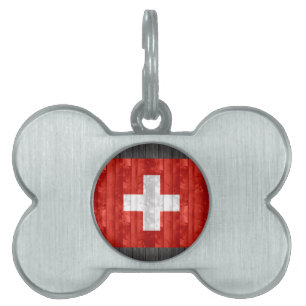 Wooden Swiss Flag Pet Tag