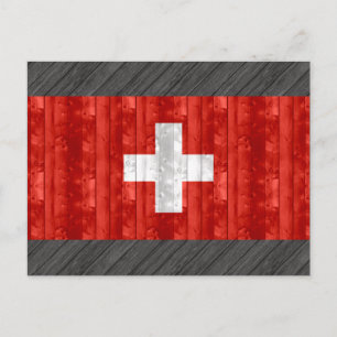 Wooden Swiss Flag Postcard