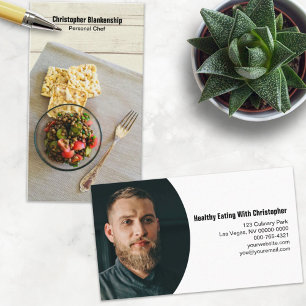 Wooden Table Meal Setting Custom Photo Business Card