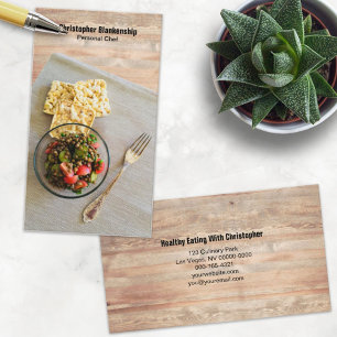 Wooden Table Place Setting Personal Chef Business Card