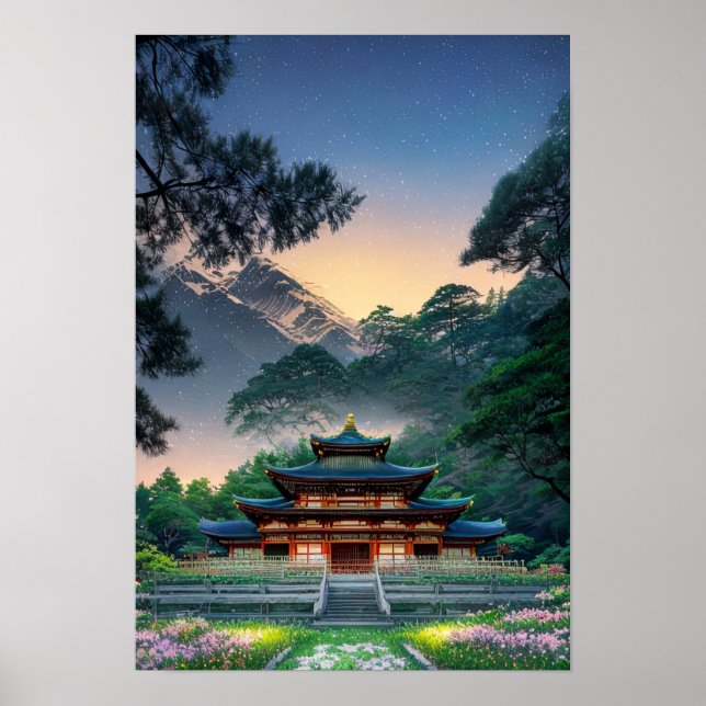 Wooden Temple in the Heart of Nature Poster (Front)