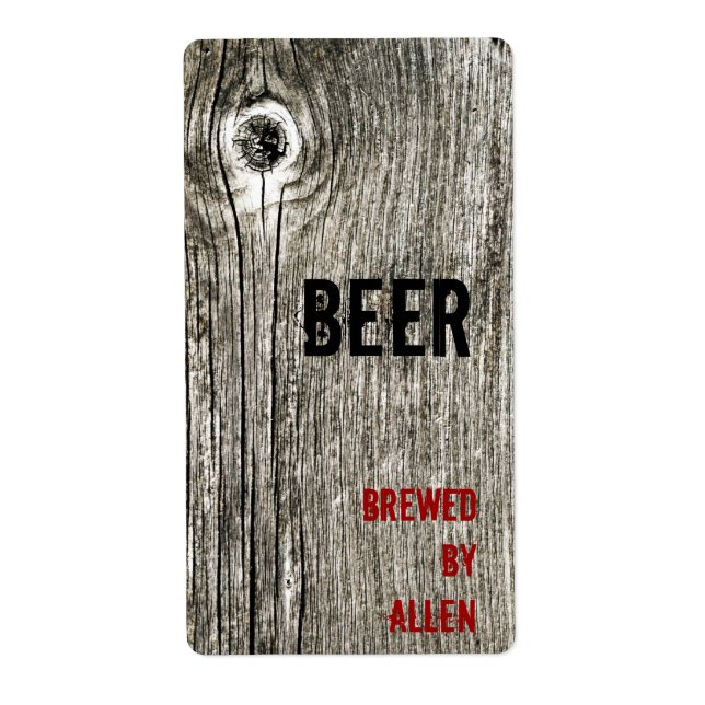 wooden texture beer bottle label (Front)
