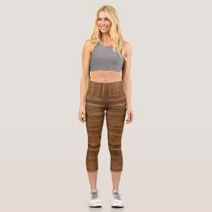 Wooden Texture Capri Leggings