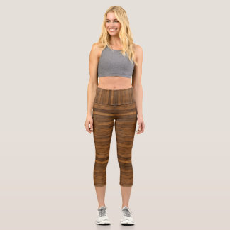 Wooden Texture Capri Leggings