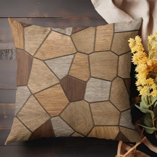Wooden Texture Mosaic Art Cushion