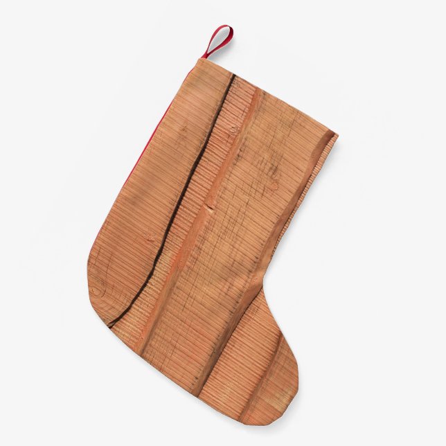 Wooden texture small christmas stocking (Front (Hanging))