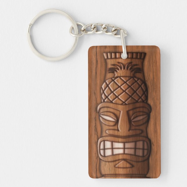 Wooden Tiki Mask Key Ring (Front)