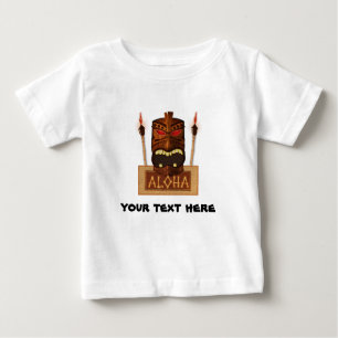 Wooden Tiki Mask Vintage Retro Aloha Hawaiian Baby T-Shirt