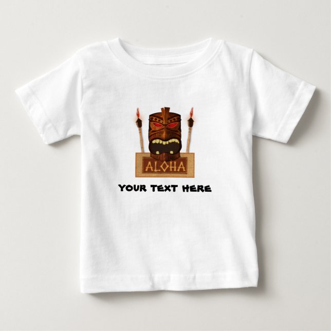 Wooden Tiki Mask Vintage Retro Aloha Hawaiian Baby T-Shirt (Front)