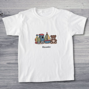 Wooden Toys with train, sailboat, and teddy bear T-Shirt