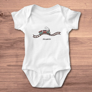 Wooden Train Baby Bodysuit