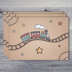 Wooden Train Tissue Paper