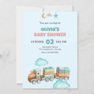 Wooden Train Toys baby shower Invitation