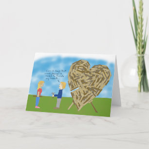 Wooden Valentine - Blank Inside (Customise) Holiday Card