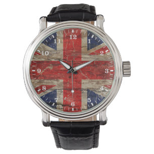 Wooden Vintage Union Jack Flag Watch