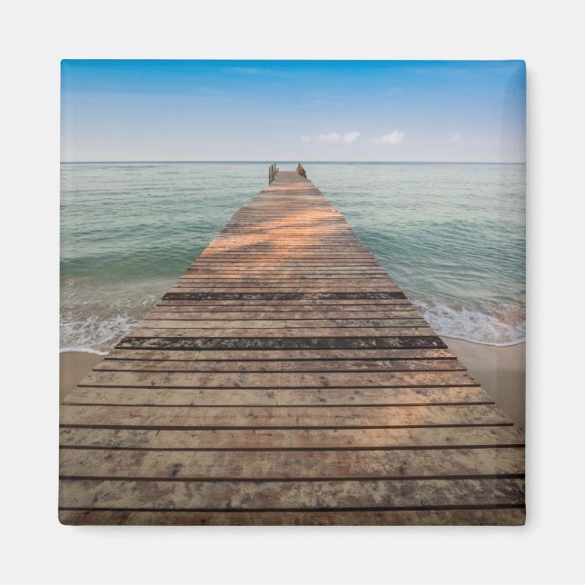 Wooden Walk Path and Sea in Summer Magnet (Front)