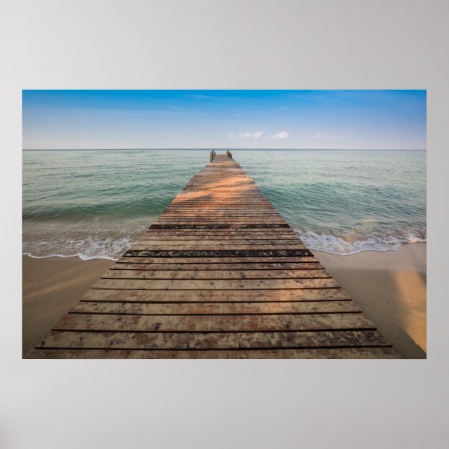 Wooden Walk Path and Sea in Summer Poster (Front)