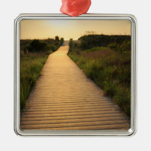 Wooden Walkway to Beach Metal Ornament