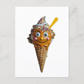 Wooden wall painting with ice cream design. postcard