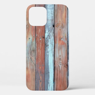 Wooden wall texture, old painted multicolored wood iPhone 12 case