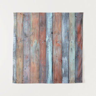 Wooden wall texture, old painted multicolored wood tapestry