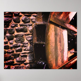 Wooden Water Wheel Nature Photography Poster