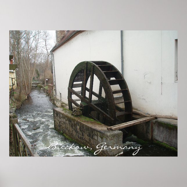 Wooden Watermill Wheel Poster (Front)