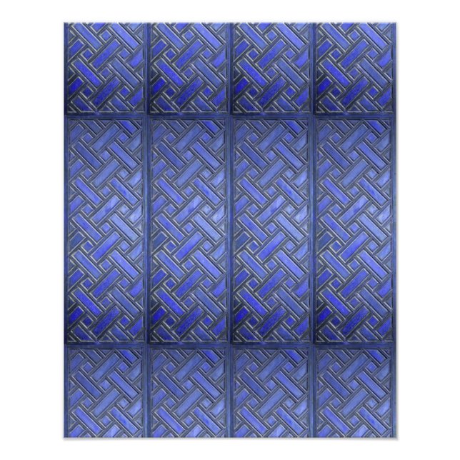 Wooden Weave Pattern Blue Photo Print (Front)